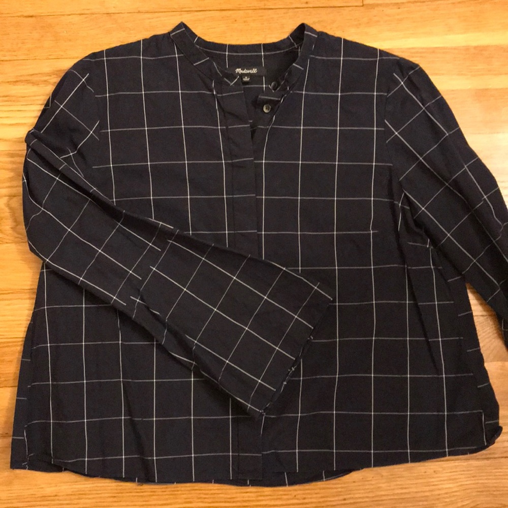 Madewell navy blue plaid shirt